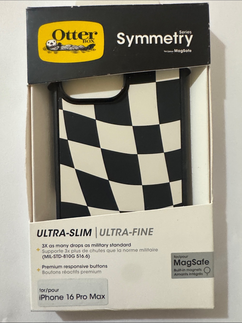 OtterBox Symmetry Series Black and White Checkered iPhone 16 Pro Max Case